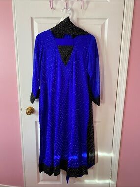 Women’s 3pc Pakistani Suit Royal Blue & Black Suit Wedding Wear Size Large